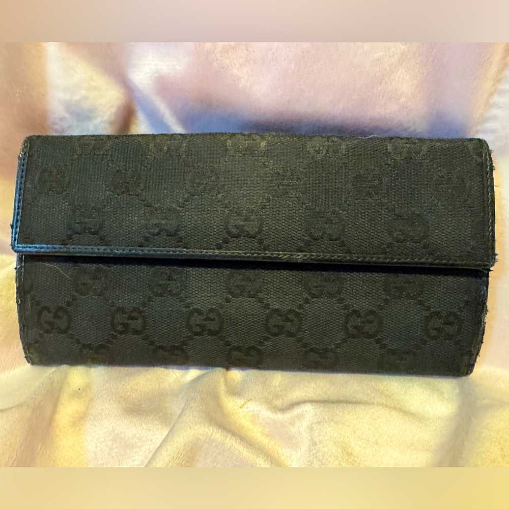 Gucci Black GG Monogram Canvas Continental Wallet-WITH COA - Picture 2 of 11